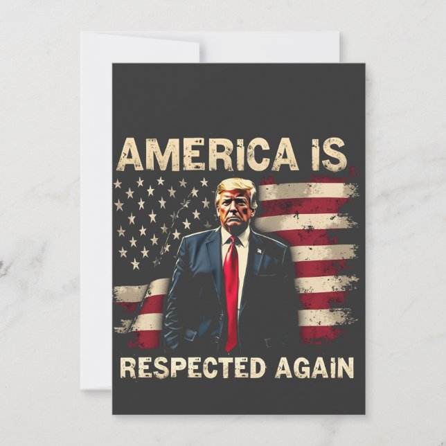 America is Respected Again Trump USA 4Th Of July Thank You Card (Front)