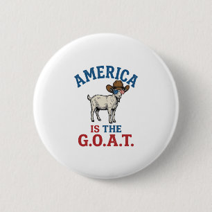 America Is The G.O.A.T Patriotic Goat Cowboy Shirt 6 Cm Round Badge