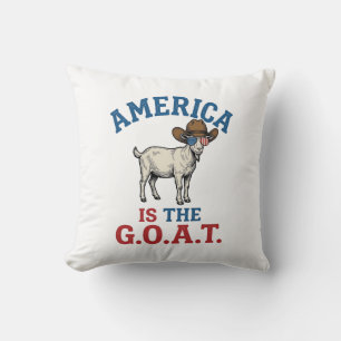 America Is The G.O.A.T Patriotic Goat Cowboy Shirt Cushion