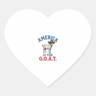 America Is The G.O.A.T Patriotic Goat Cowboy Shirt Heart Sticker