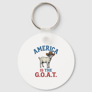 America Is The G.O.A.T Patriotic Goat Cowboy Shirt Key Ring