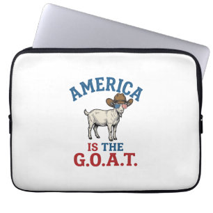 America Is The G.O.A.T Patriotic Goat Cowboy Shirt Laptop Sleeve