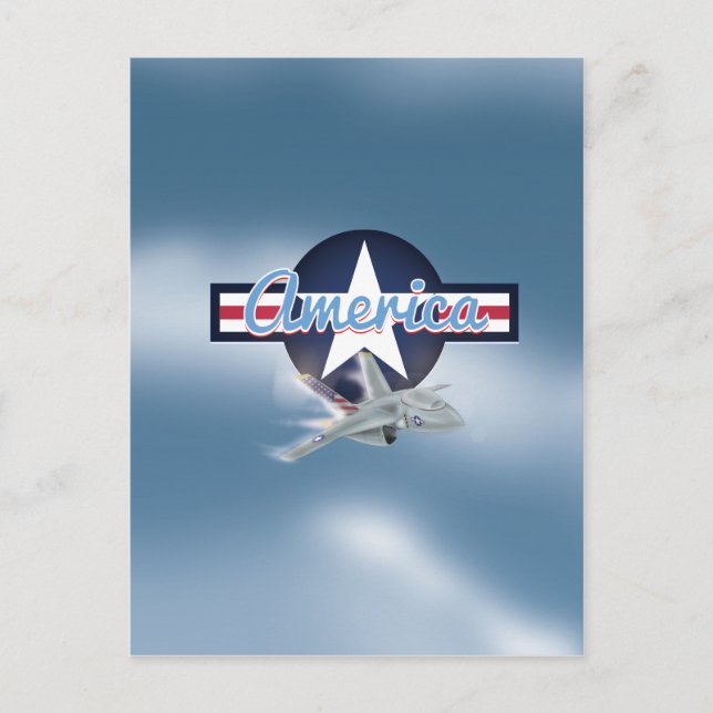 America Jet fighter Air Force Postcard (Front)