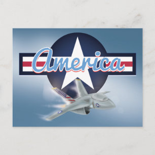 America Jet fighter Air Force Postcard