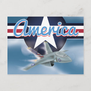 America Jet fighter Air Force Postcard