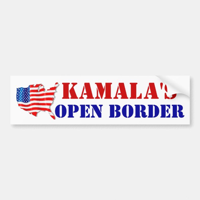 AMERICA KAMALA'S OPEN BORDER USA! Flag Bumper Sticker (Front)