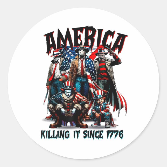 America Killing It Since 1776  Classic Round Sticker (Front)