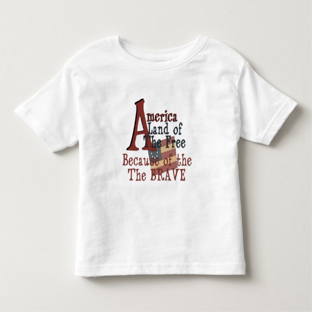 America - Land of the Free Because of the Brave Toddler T-Shirt (Front)