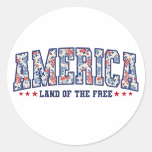 “America: Land of the Free”  Classic Round Sticker