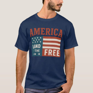 America land of the free flag grid art T-Shirt