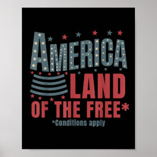 America Land Of The Free Patriotic 4th Of July Poster