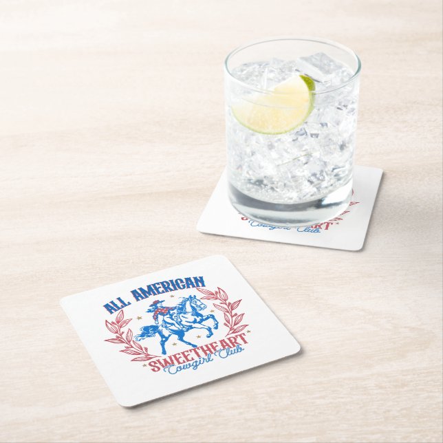 America Land of the Free Square Paper Coaster (Insitu)