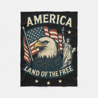 America Land Of The Free Usa Flag 4th Of July Fleece Blanket