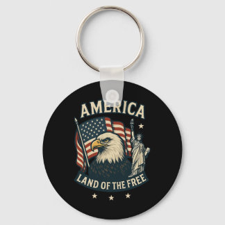 America Land Of The Free Usa Flag 4th Of July Key Ring