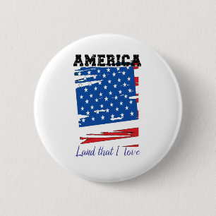 America, Land That I love 6 Cm Round Badge