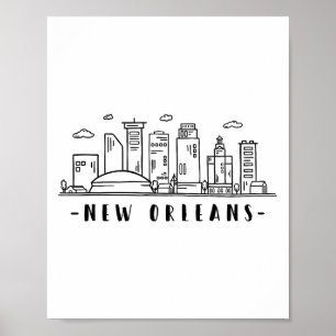 America Louisiana New Orleans Skyline Silhouette  Poster