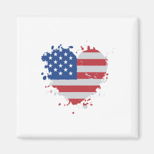 America Love Flag Usa Heart 4th Of July American P Magnet