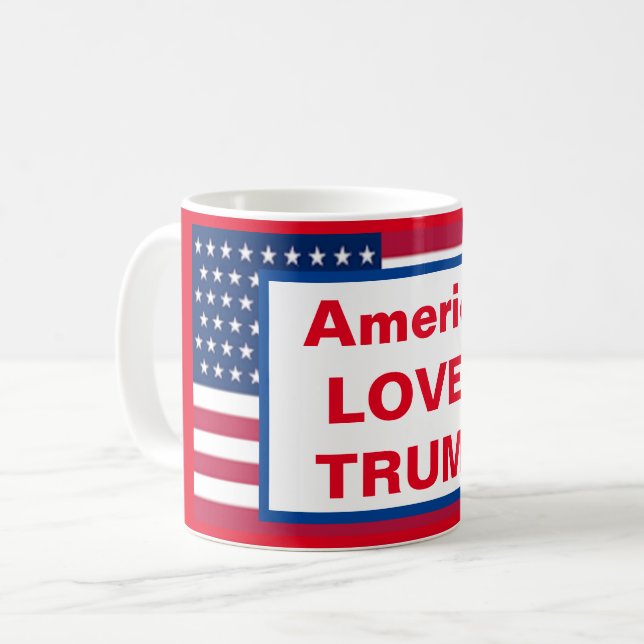  America LOVES TRUMP COFFEE MUG (Front Left)