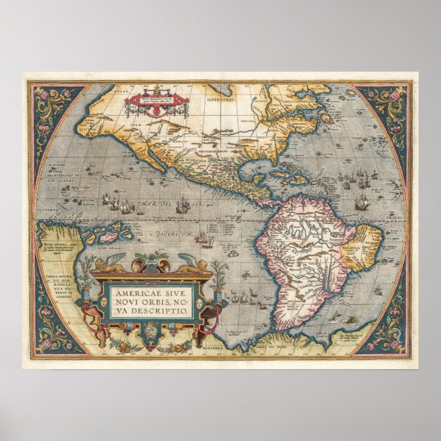 America Map Ortelius Theatrum 1570 Poster (Front)