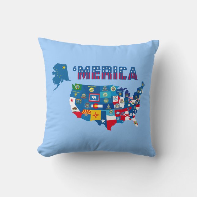 America Map & States Flags Pillow (Front)
