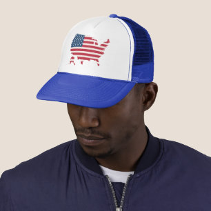 America Map USA Flag Patriotic Snapback Hat