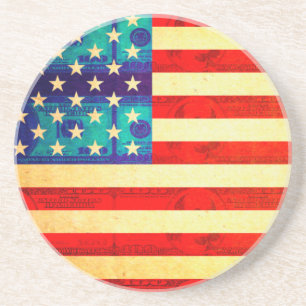 America money flag coaster