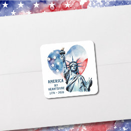 America My Heartsfire 1776-2026 Patriotic Square Sticker