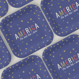 America Navy 4th of July Decorations Paper Plate