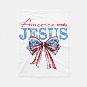 America Needs Jesus Christian Usa Flag Coquette 4t Fleece Blanket