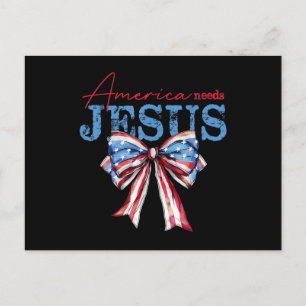America Needs Jesus Christian USA Flag Coquette 4t Postcard