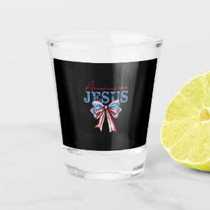America Needs Jesus Christian USA Flag Coquette 4t Shot Glass