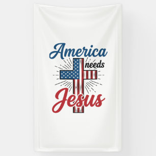 America Needs Jesus Patriotic Cross Shirt Design_1 Banner