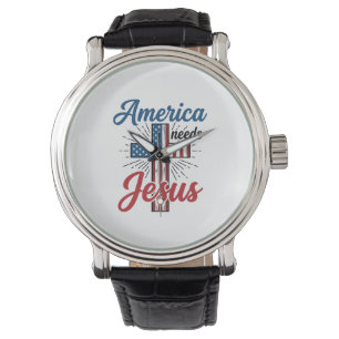 America Needs Jesus Patriotic Cross Shirt Design_1 Watch