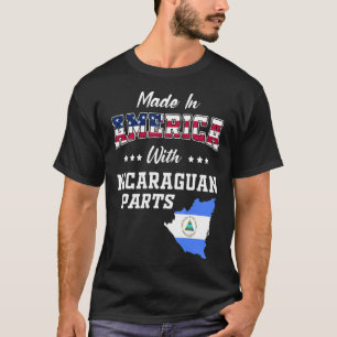 America Nicaraguan Parts Nicaragua Map USA Flag Ro T-Shirt