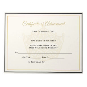 America Pageant Crown Certificate Achievement Awrd Notepad