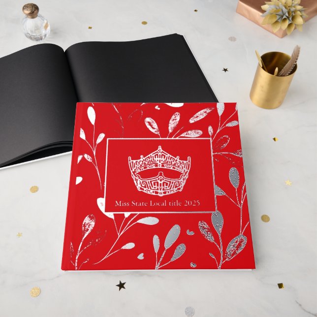 America Pageant Crown Foil Leaf Scrapbook Guest Book (Front Open)