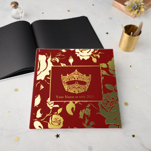 America Pageant Crown Foil Roses Scrapbook Guest Book