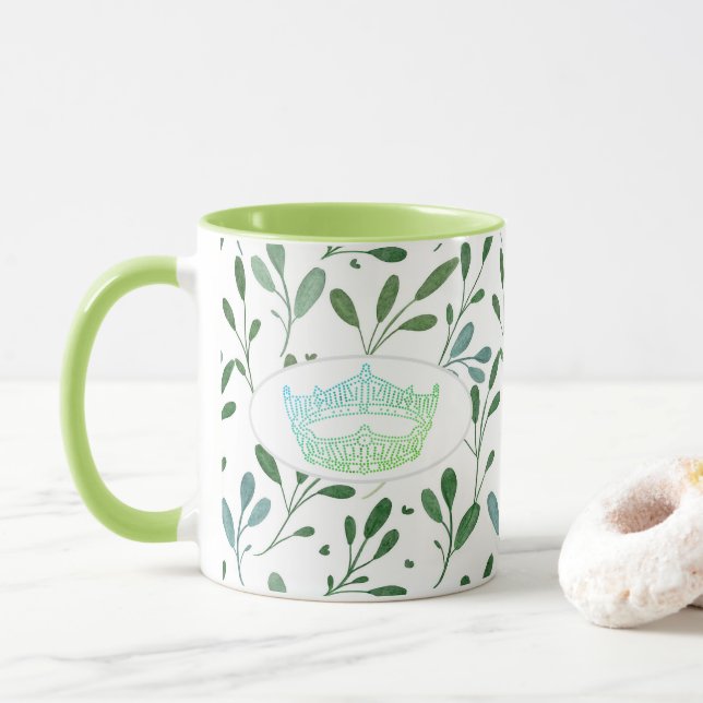 America Pageant Crown Leaf Print Two tone Mug (With Donut)