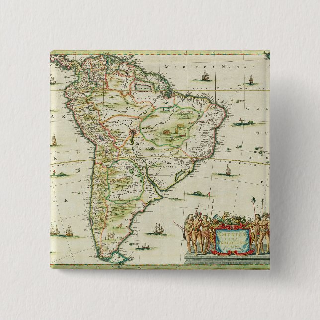 America Pars Meridionalis, page 93 of 'Atlas Minor 15 Cm Square Badge (Front)