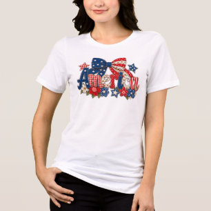 America Patriotic Bow and Floral Stars Celebration Tri-Blend Shirt