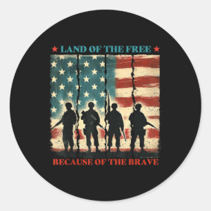 America Patriotic Military Land Of The Free Becaus Classic Round Sticker