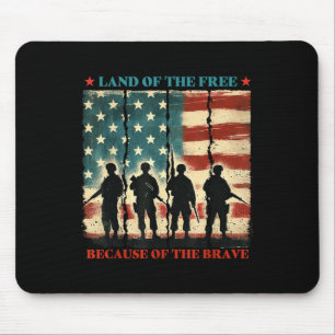 America Patriotic Military Land Of The Free Becaus Mouse Pad