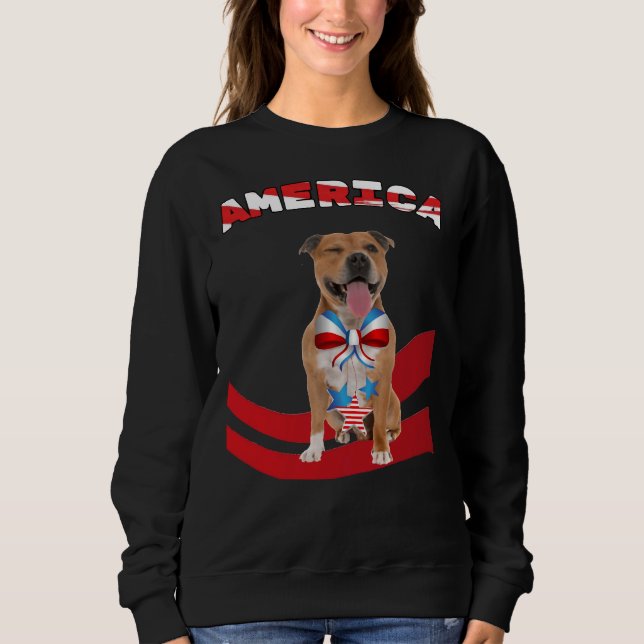 America Patriotic Pitbull Yellow Sweatshirt (Front)