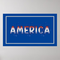 America Patriotic Shimmer Word Art 
