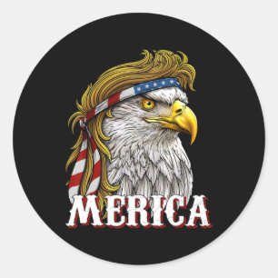 America - Patriotic Usa Flag Eagle Of Freedom - 4t Classic Round Sticker