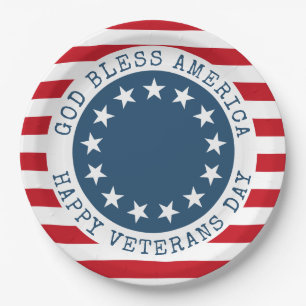 America Patriotic Veterans Paper Plate