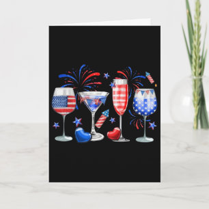 America Peace 4th Of July Flag Drink Card