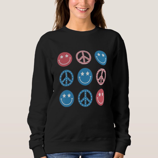 America Peace Vibes Hippie Tee 4th Of July Indepen (Front)
