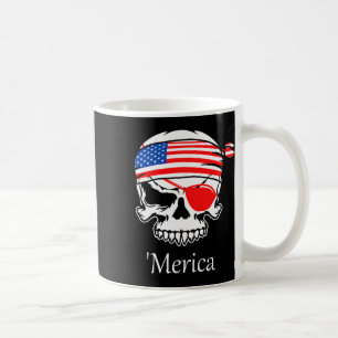 America Pirate Skull Flag July 4th Independence Da Coffee Mug