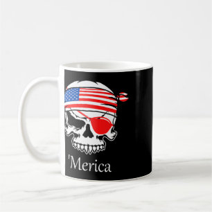 America Pirate Skull Flag July 4th Independence Da Coffee Mug